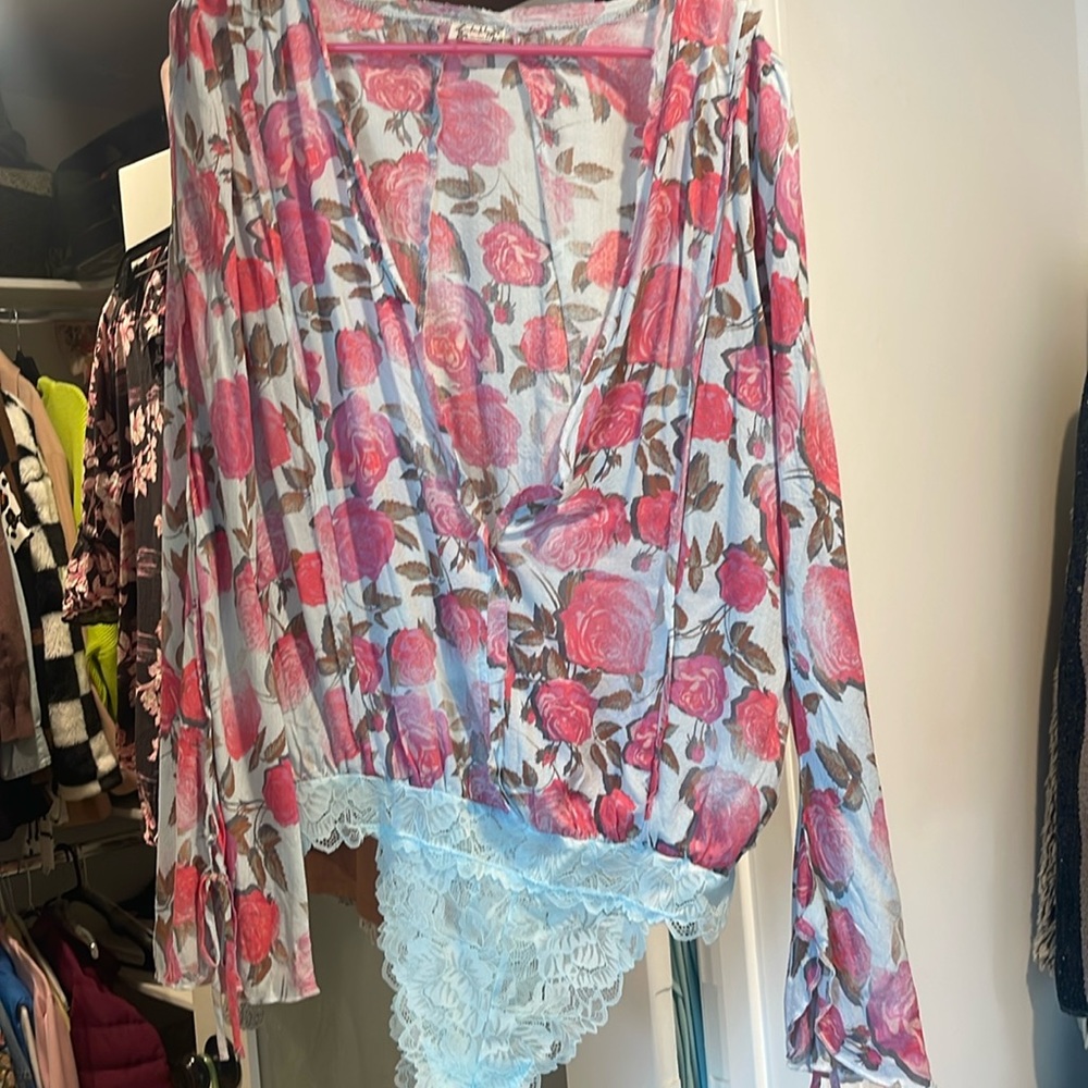 Free People everything is Roses Body Suit
